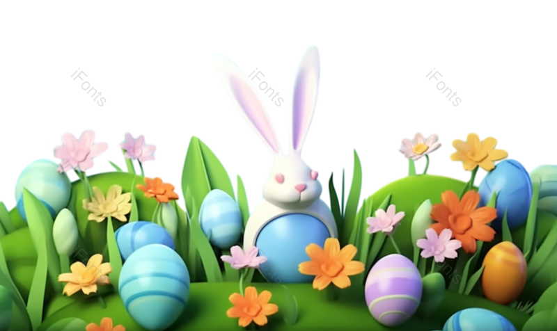 装饰图片,节日元素,兔子PNG,黄色的花免抠素材